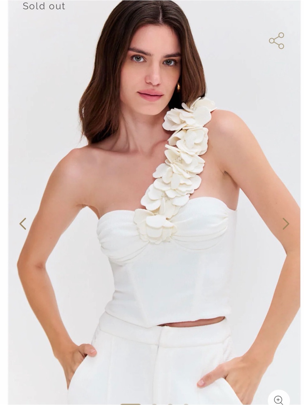 PatBO White One-Shoulder Floral Applique Bustier Top